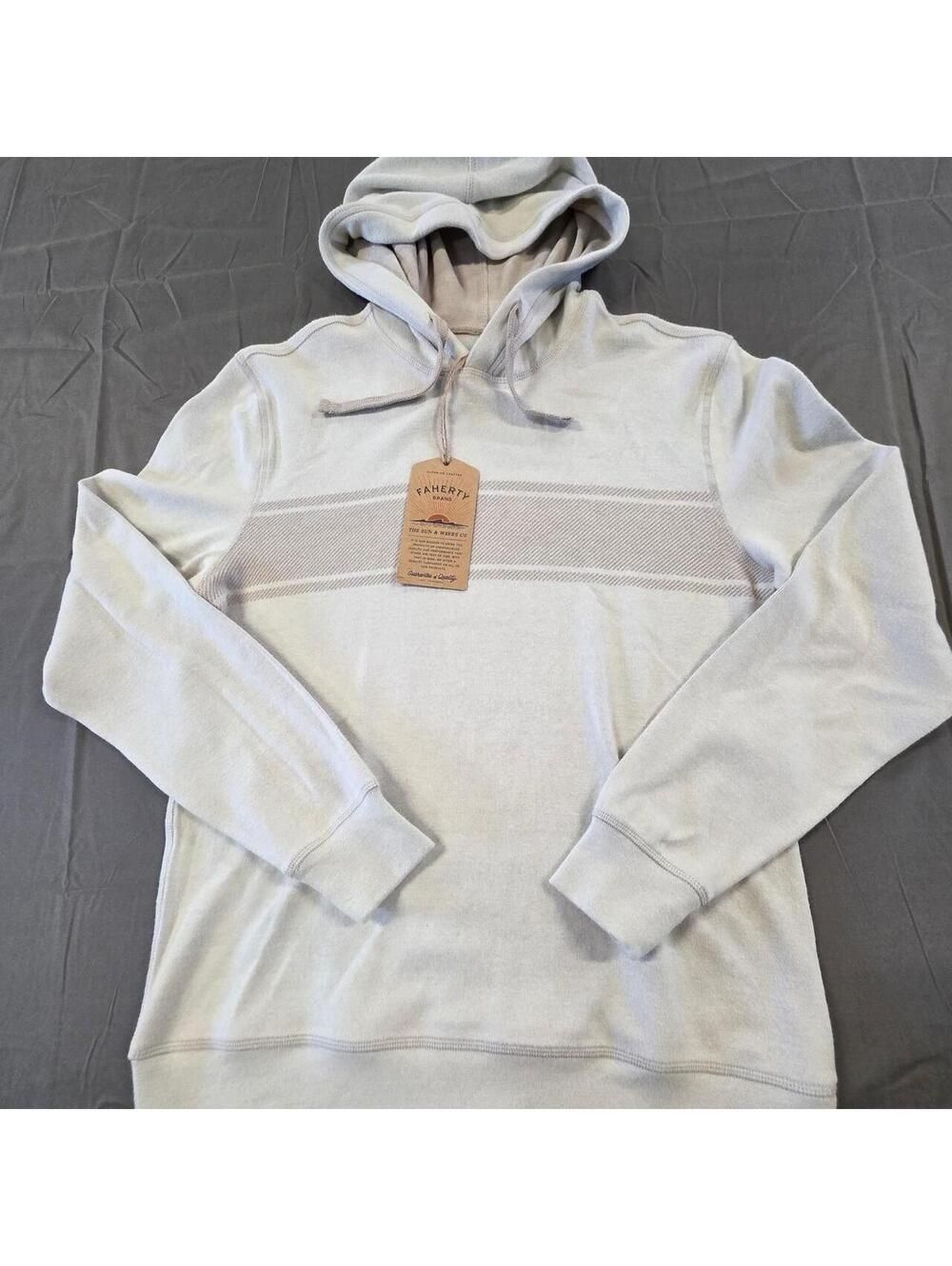 Faherty Men's Cream and White Hoody